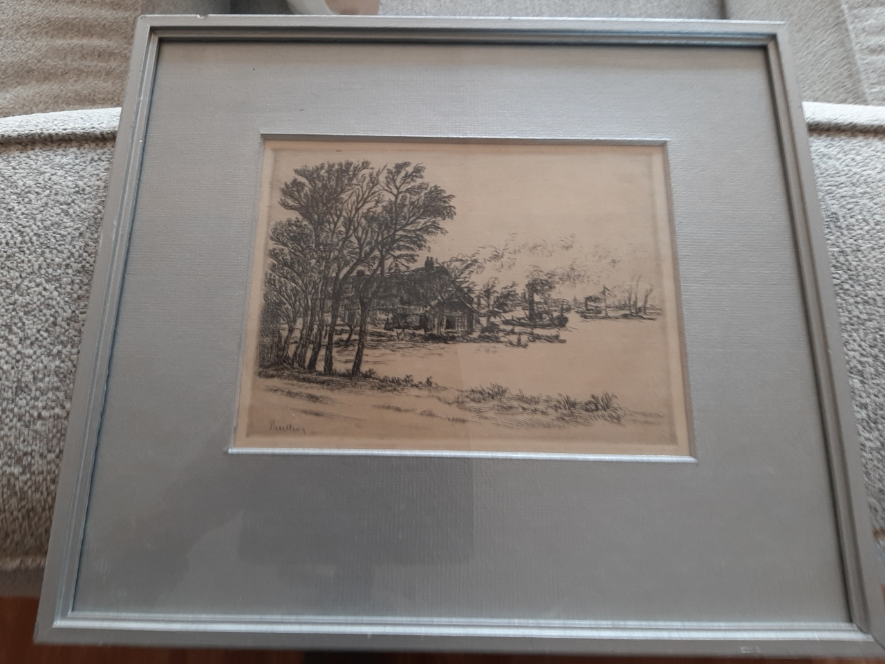 Schilderijtje zwart wit met lijstje