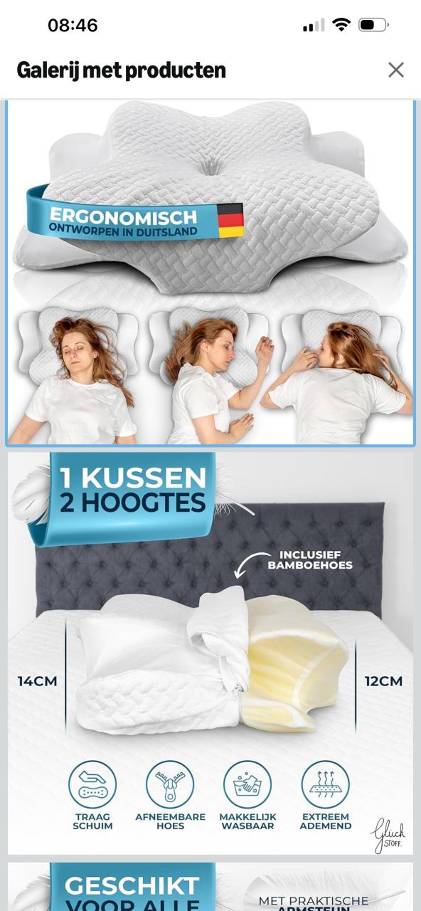 Glückstoff ergonomisch memory foam kussen