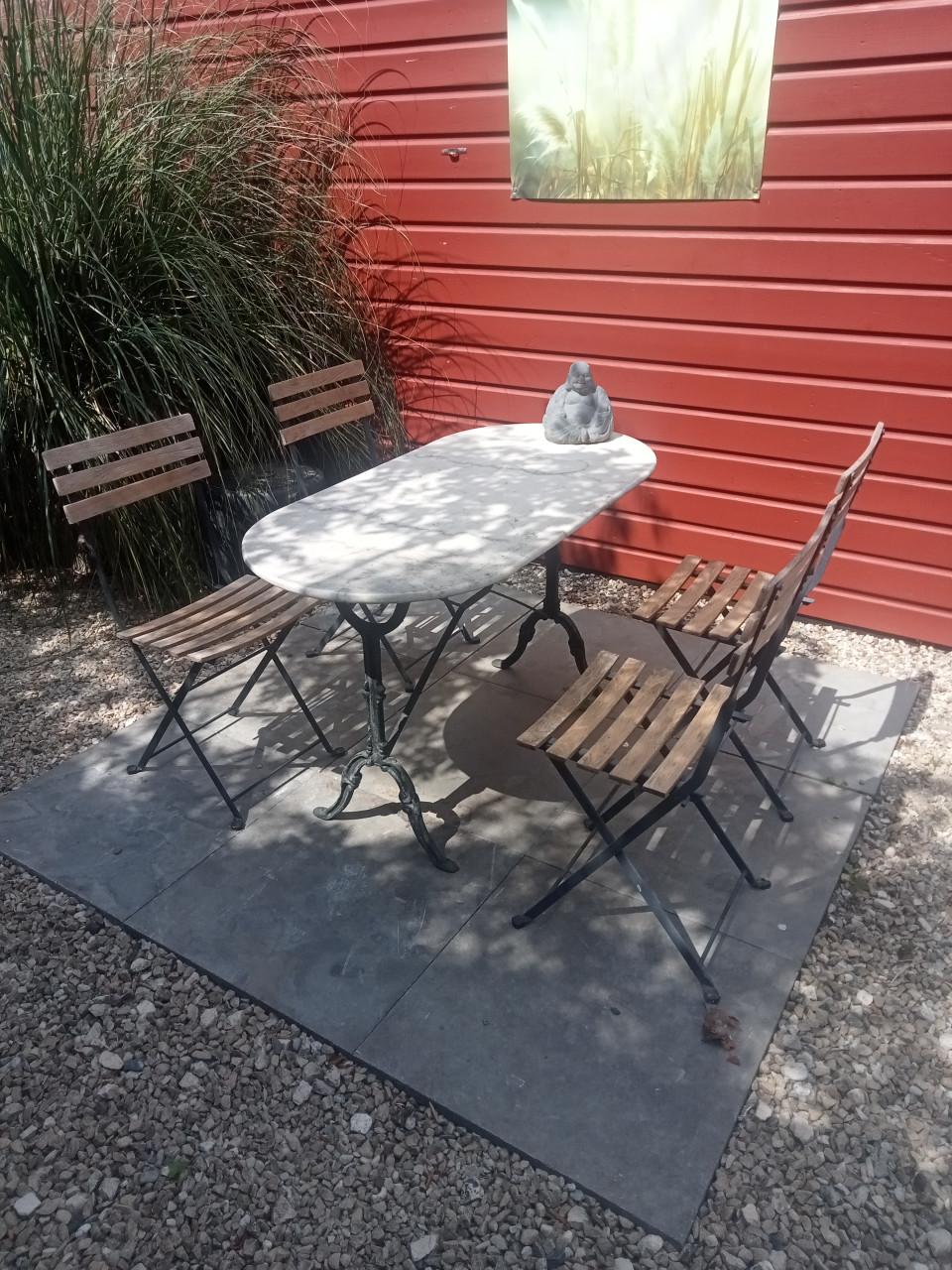 Set van 4 teakhouten bistrostoeltjes