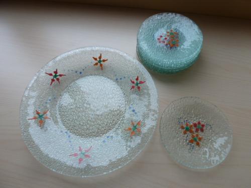 Vintage gebaksschaal met bordjes