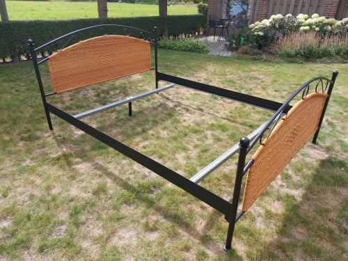 Ledikant 220cm x 160cm Zwart - rotan