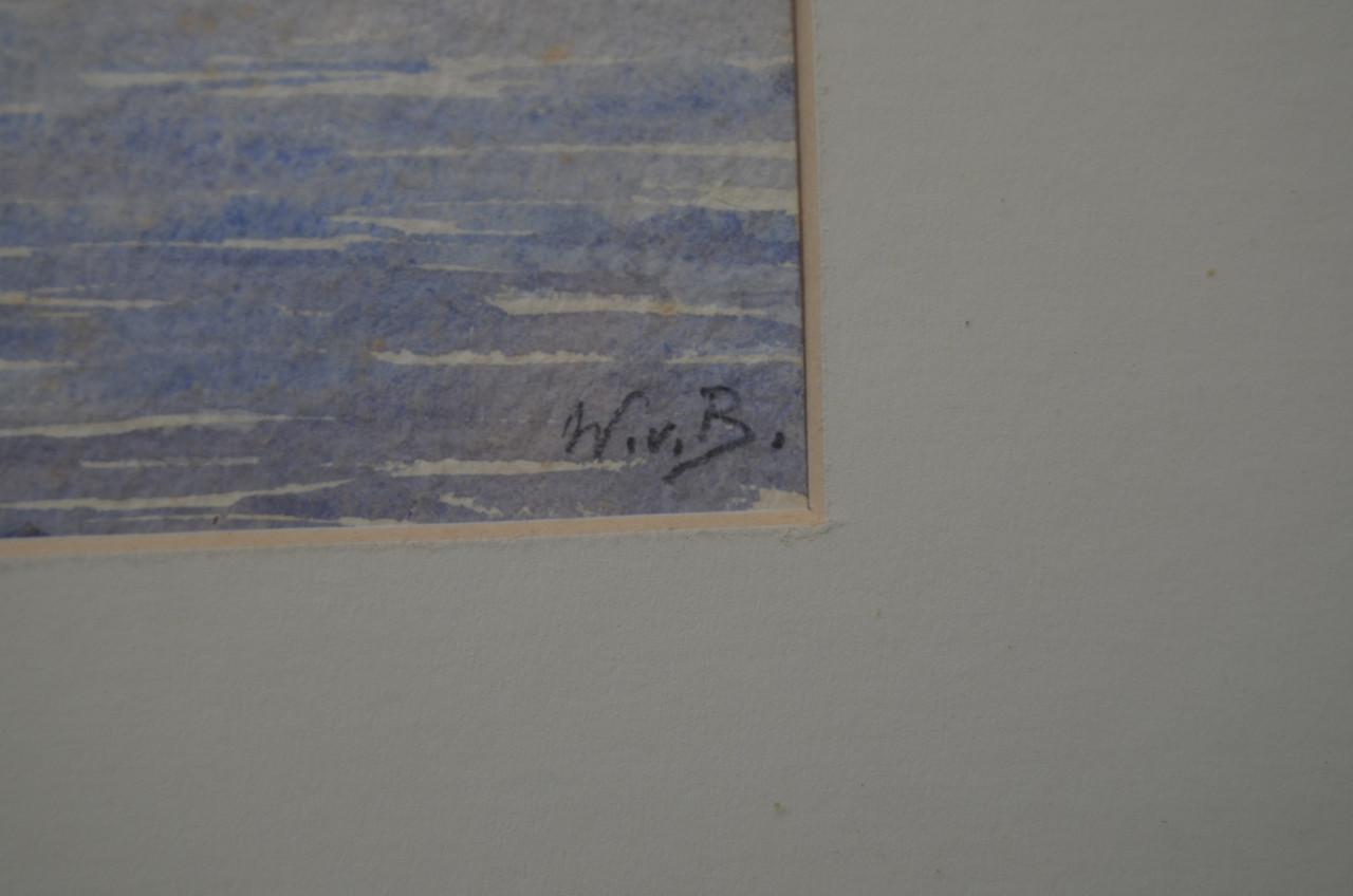 Aquarel skyline van Veere gemonogrammeerd.