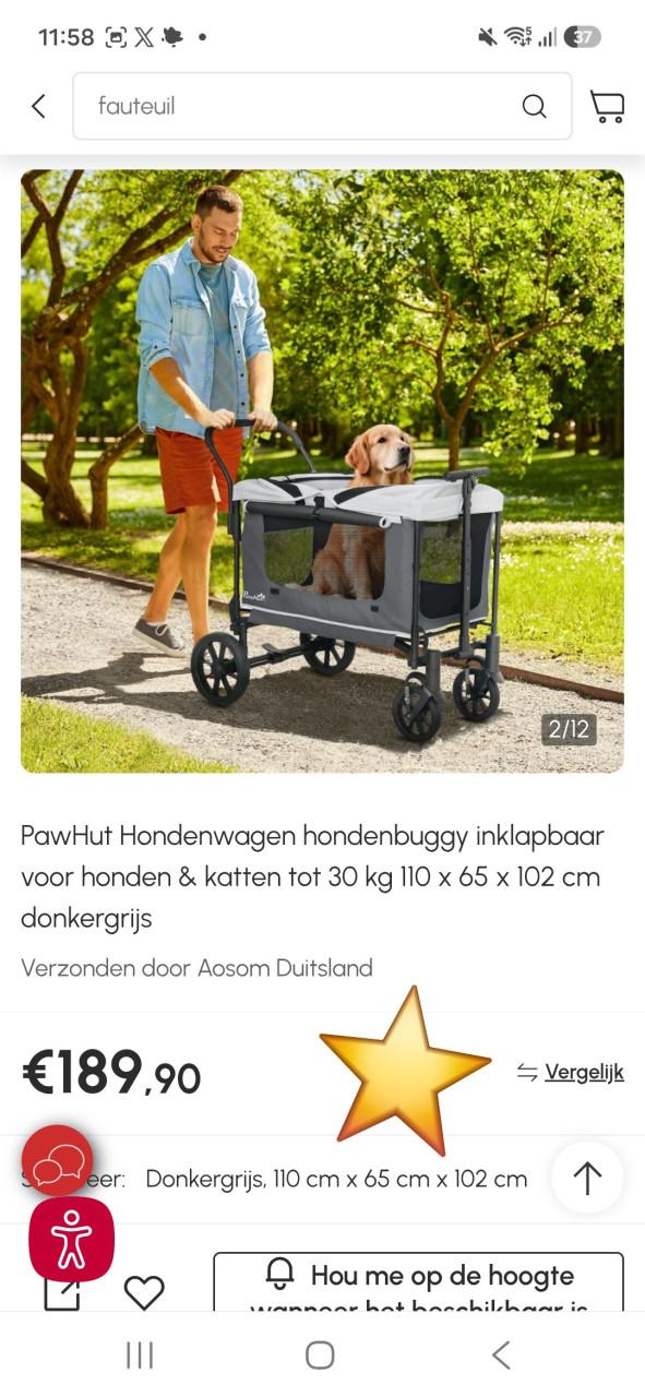 Nieuw‼️Pawhut Hondenbuggy tot 30kg