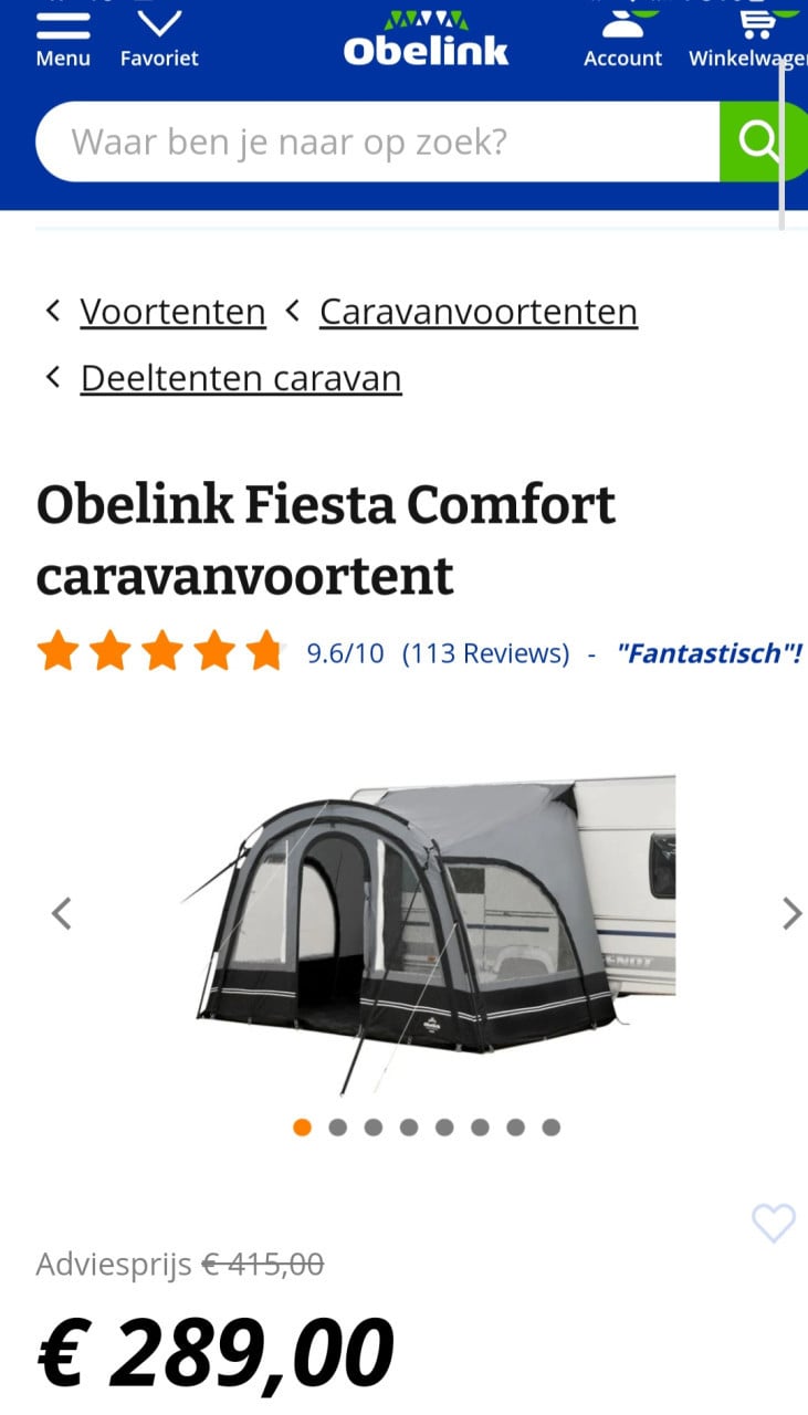 Voortent Obelink Fiesta