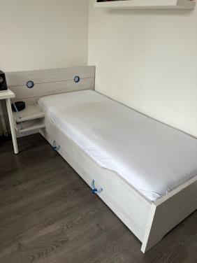 White wash 1 persoons bed