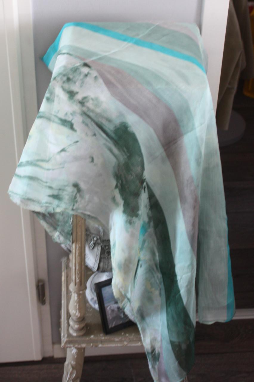 Sjaal met print groen bruin