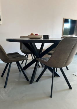 Eetkamerstoelen Bas - stof Cowboy - olijfgroen 4stuks