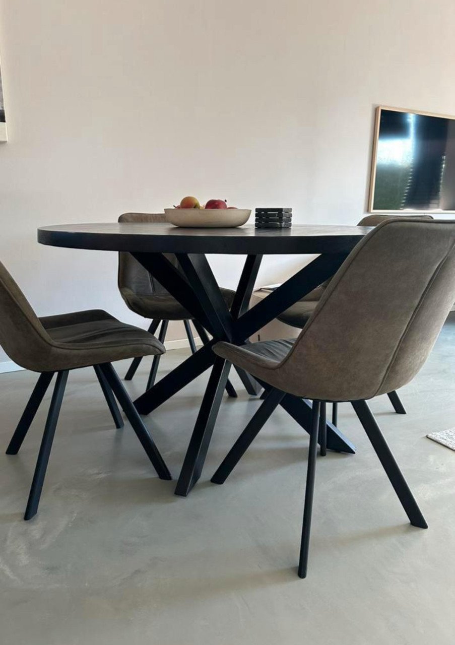 Eetkamerstoelen Bas - stof Cowboy - olijfgroen 4stuks