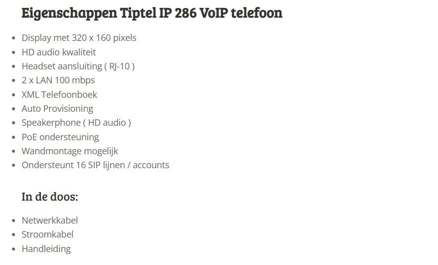 Tiptel 286 IP telefoon