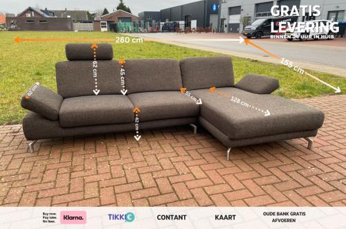 Henders & Hazel Donkerbruine Stoffen Hoekbank-Gratis Levering NL