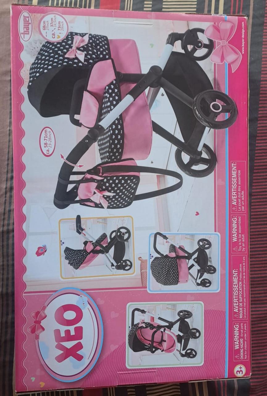 XEO Doll Stroller - black/pink