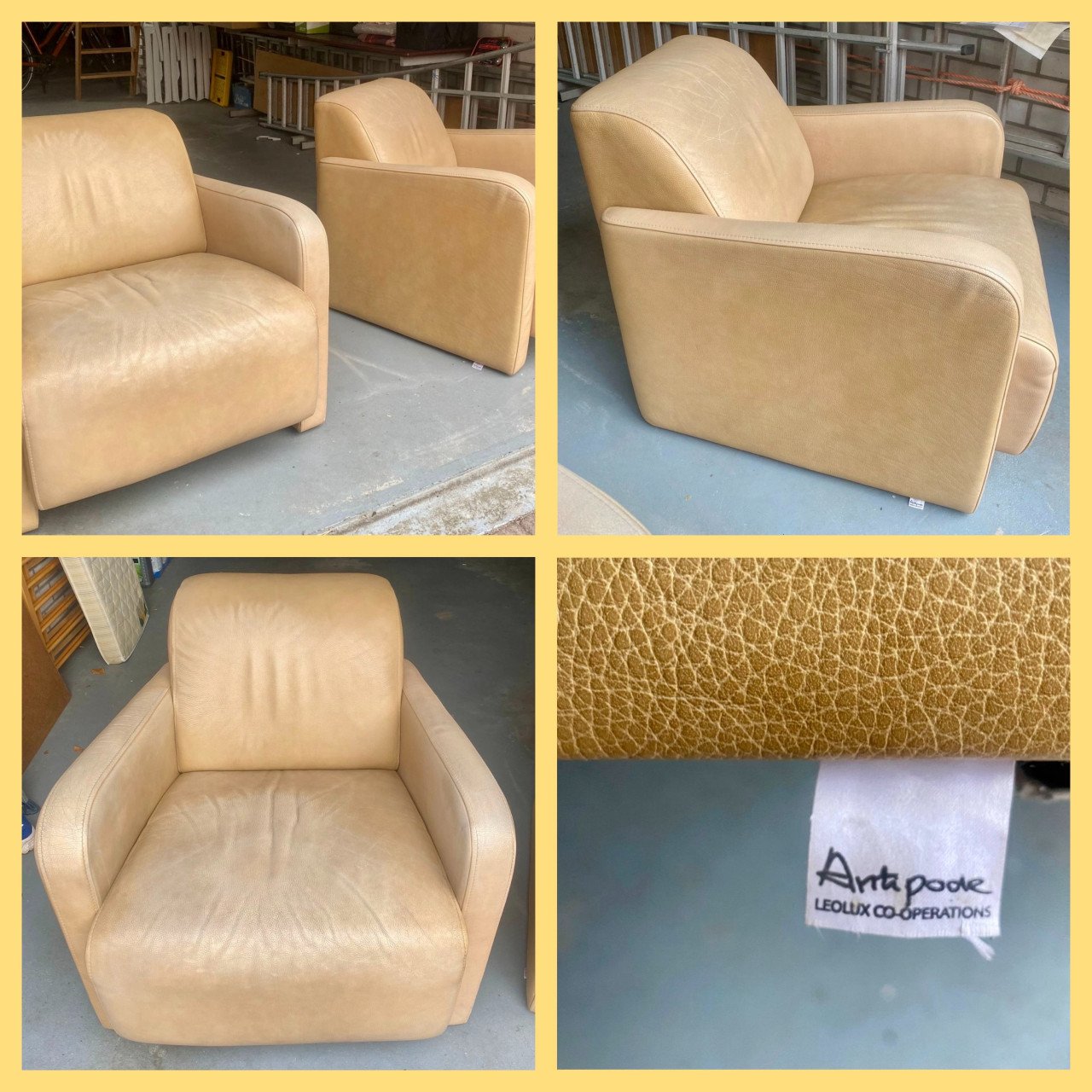 2 Fauteuils, leder, van Leolux