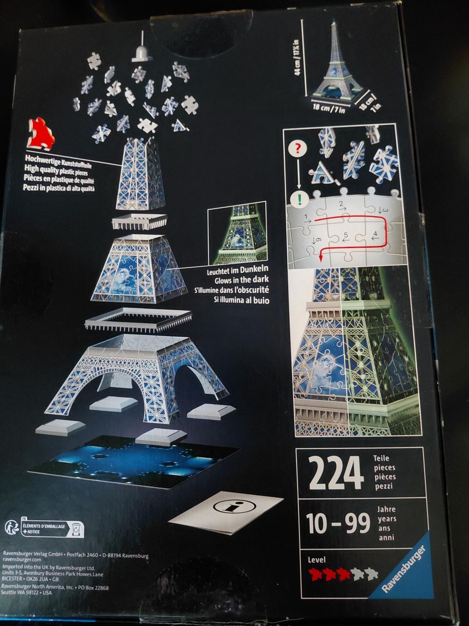 Eiffeltoren 3d puzzel glow in the dark