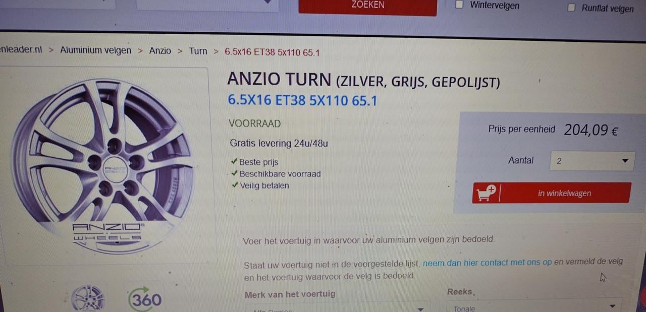 Winterbanden met lm velgen, als nieuw