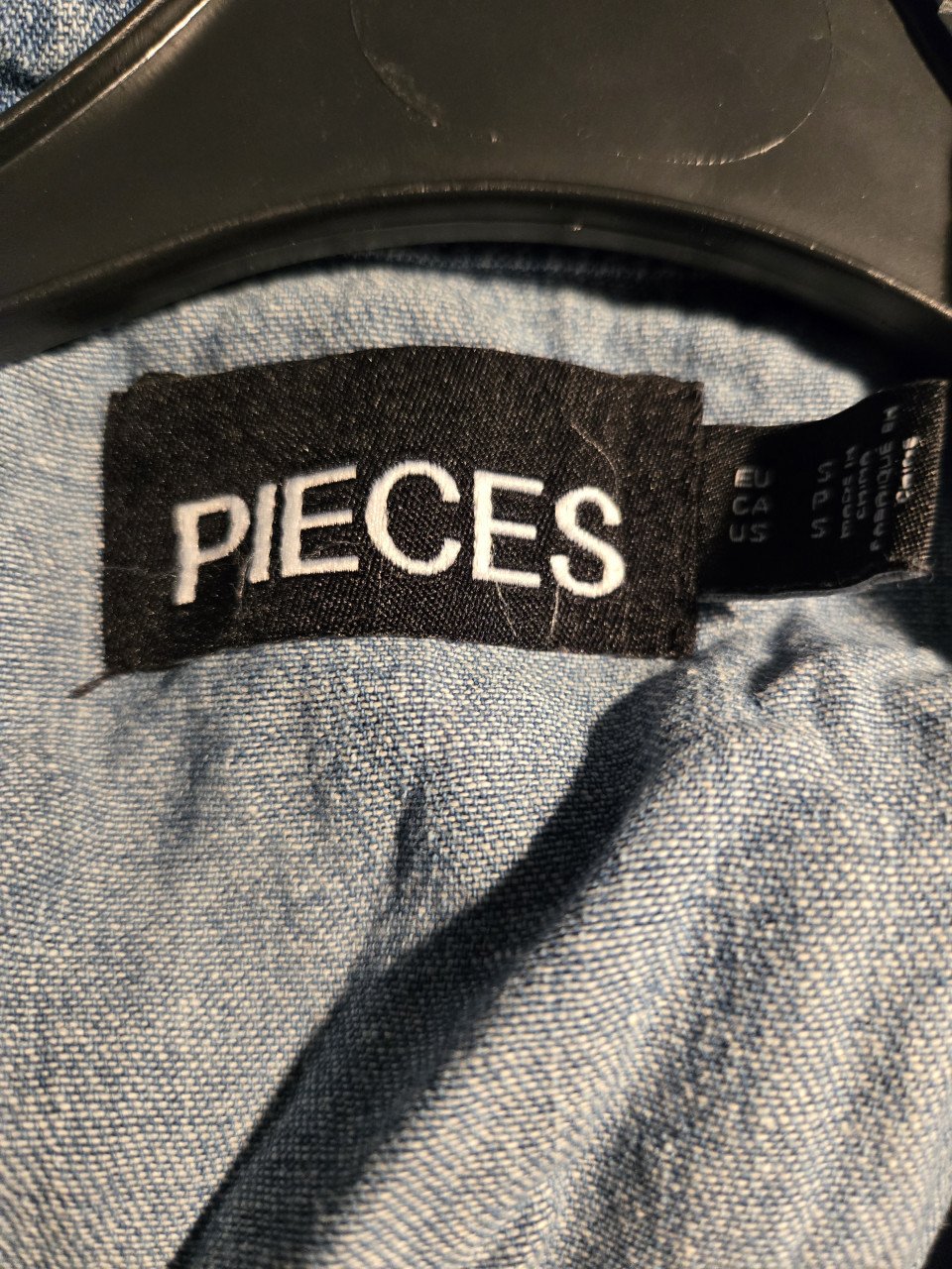 Dames Denim Jurk/long blouse met riem Pieces maat S