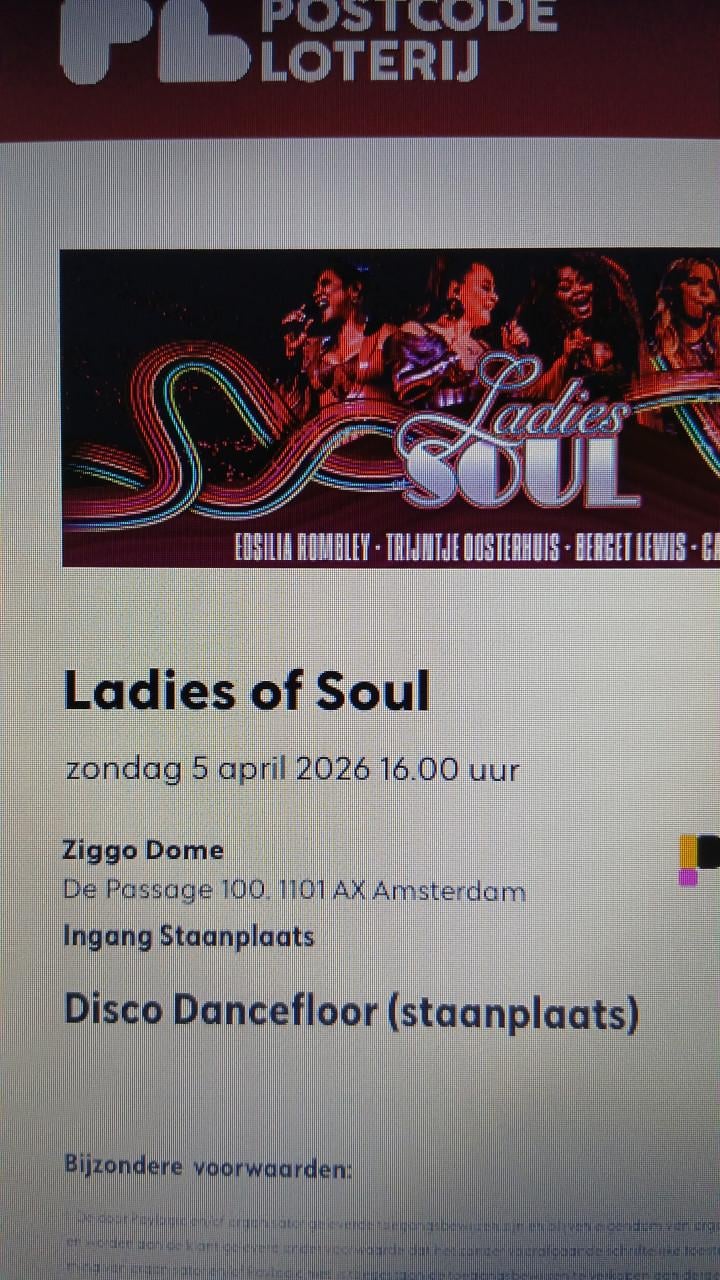 2 kaartjes ladies of soul 5 april ziggo dome  disco dancefloor plaats + 20E