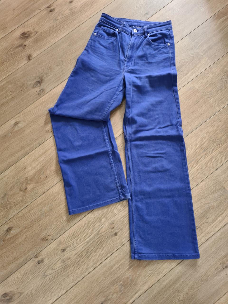 Kobalt blauwe spijkerbroek wijde pijpen Maat 38