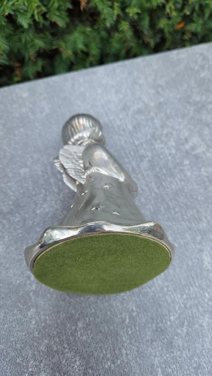 🌿 Vintage Zware Zilverkleurige (BMF) Kerstengel-kandelaar.