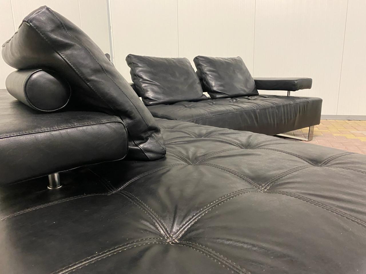 GRATIS LEVERING HEEL NL Mooi Zwarte Montel Echt Leren Hoekbank