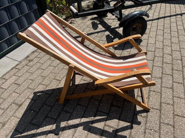 Strandstoelen met armleuning, stof gestreept