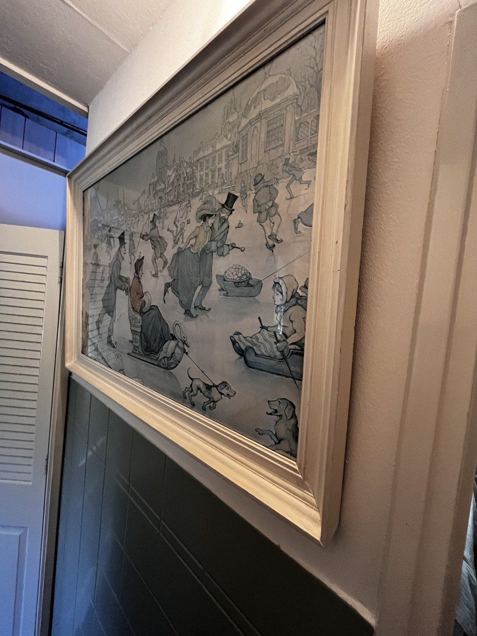 Schilderij Anton Pieck. Mooi, met lijst.