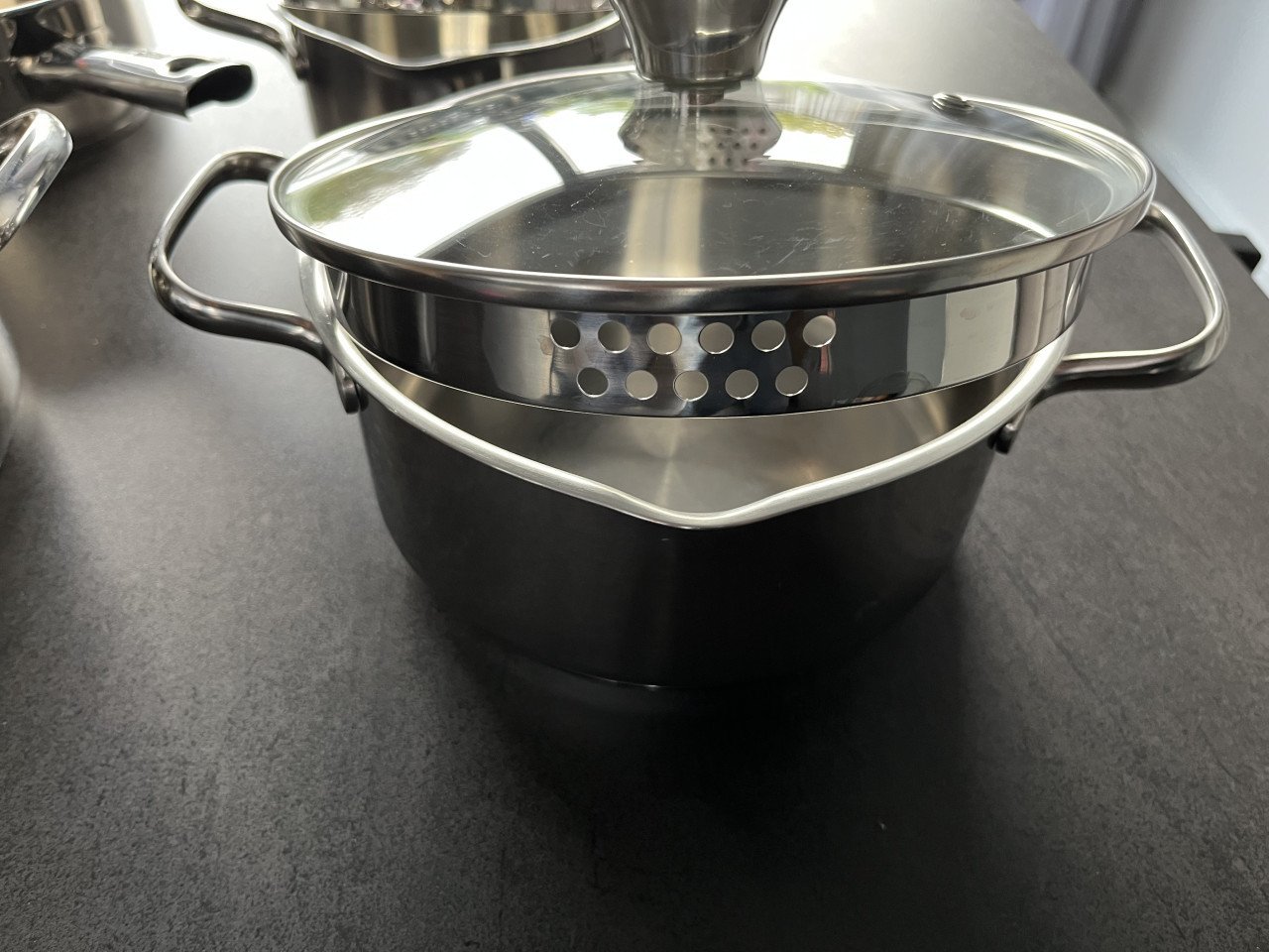 Tefal pannenset – 4-delig, RVS met glazen deksel