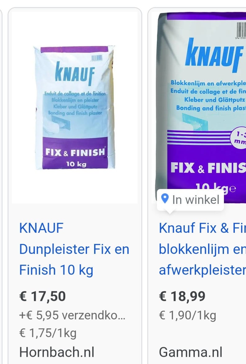 Knauf Fix & Finish, 25kg en 10kg