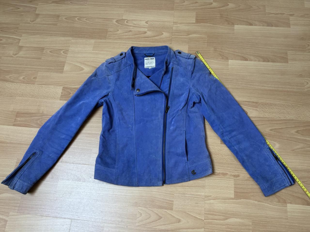 Blauw leren jasje maat 36/38