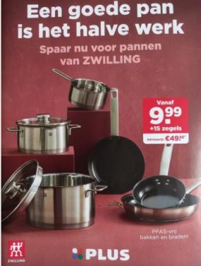 3 volle spaarkaarten met Plus pannenzegels ruilen voor 1 Perla koffiepunt