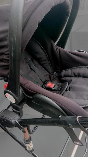 Kinderwagen 3-in-1 zwart/ goudbruin