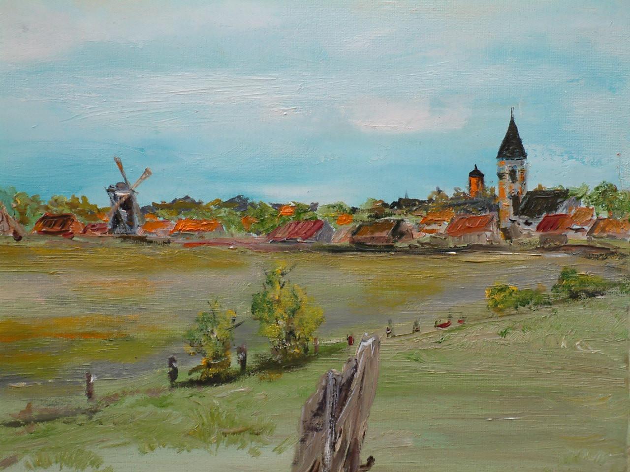 Domburg  van uit landweg  en Vilsteren   Jac Caljouw  schilderijen