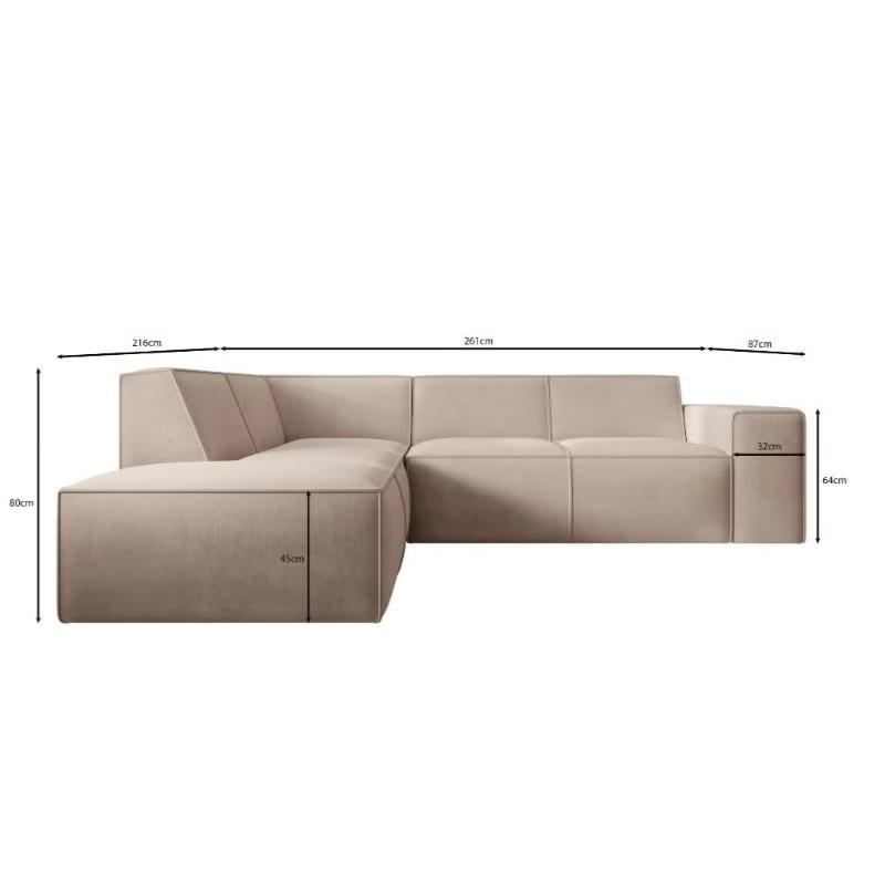 Hoekbank Monet in beige/cognac