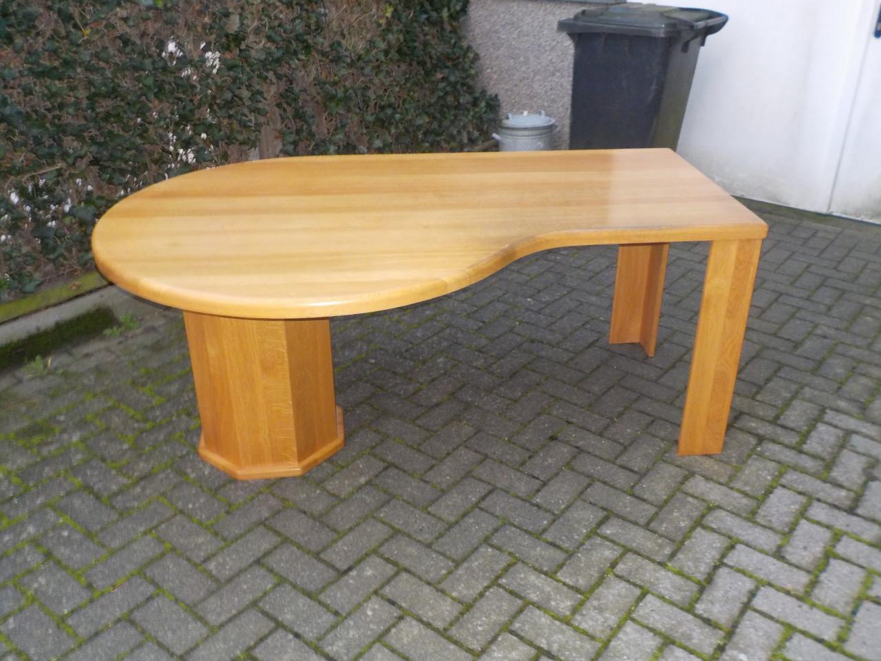 Massief blank eiken tafel 180 x 80 x 115 cm + 4 stoelen in zeer goede staat