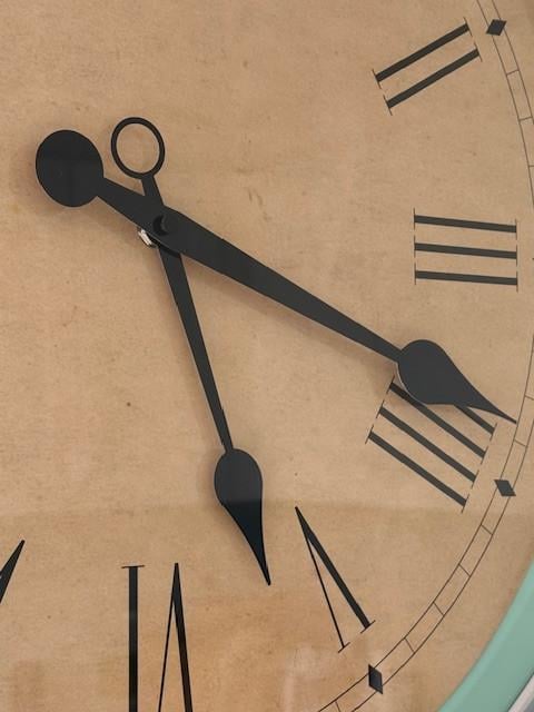 Grote wandklok Ø 58 cm, vintage, metaal/glas, top staat