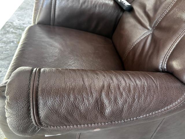 Leren elektrische relaxfauteuil – bruin – met afstandsbediening