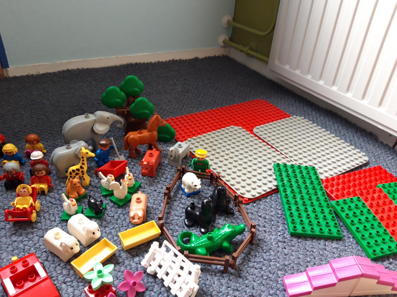 Veel duplo (dierentuin, trein, brandweer, ziekenauto’s enz.)