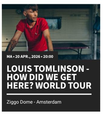 2 tickets concert Louis Tomlinson BIEDEN!