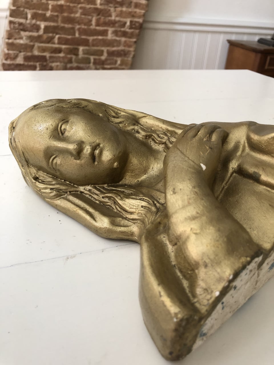 Mooi verguld brocante heilig Maria wandbeeld