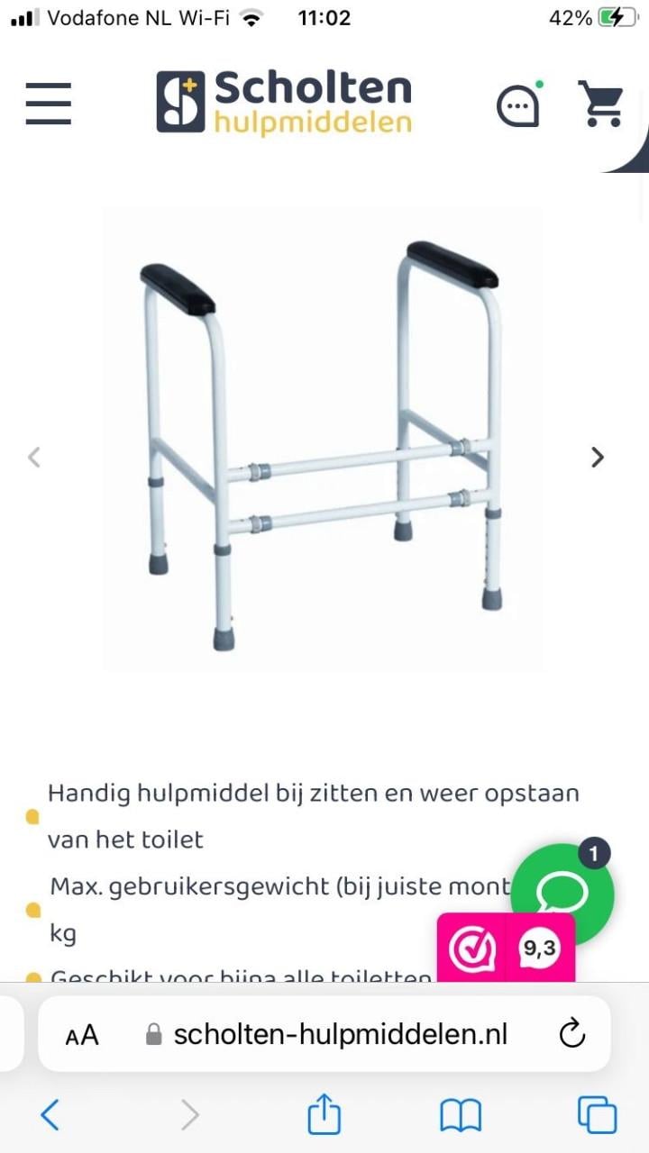 Hulpmiddel voor gaan zitten en opstaan volledig verstelbaar