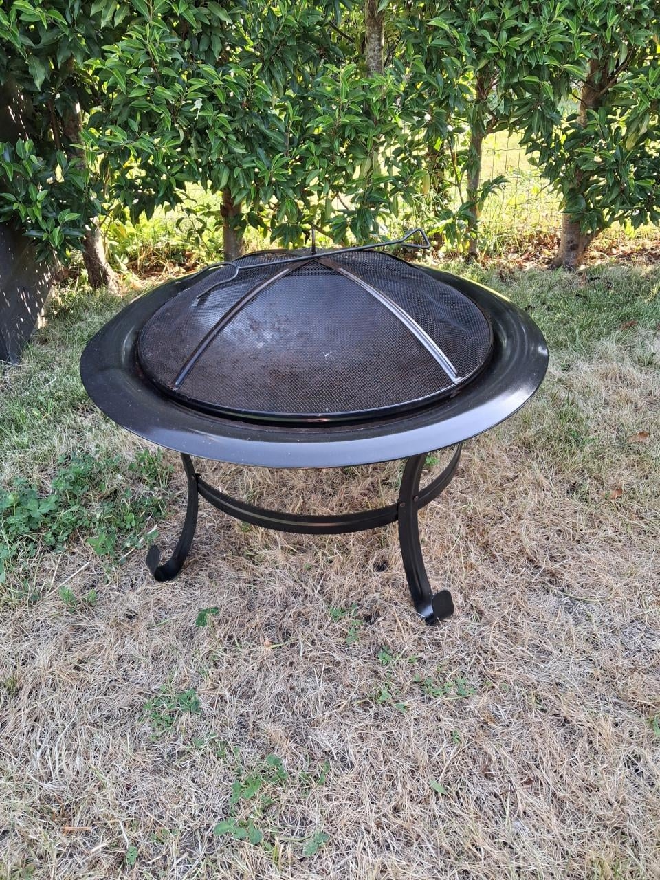 Vuurschaal 75 cm incl vonkenscherm, onderstel en vork
