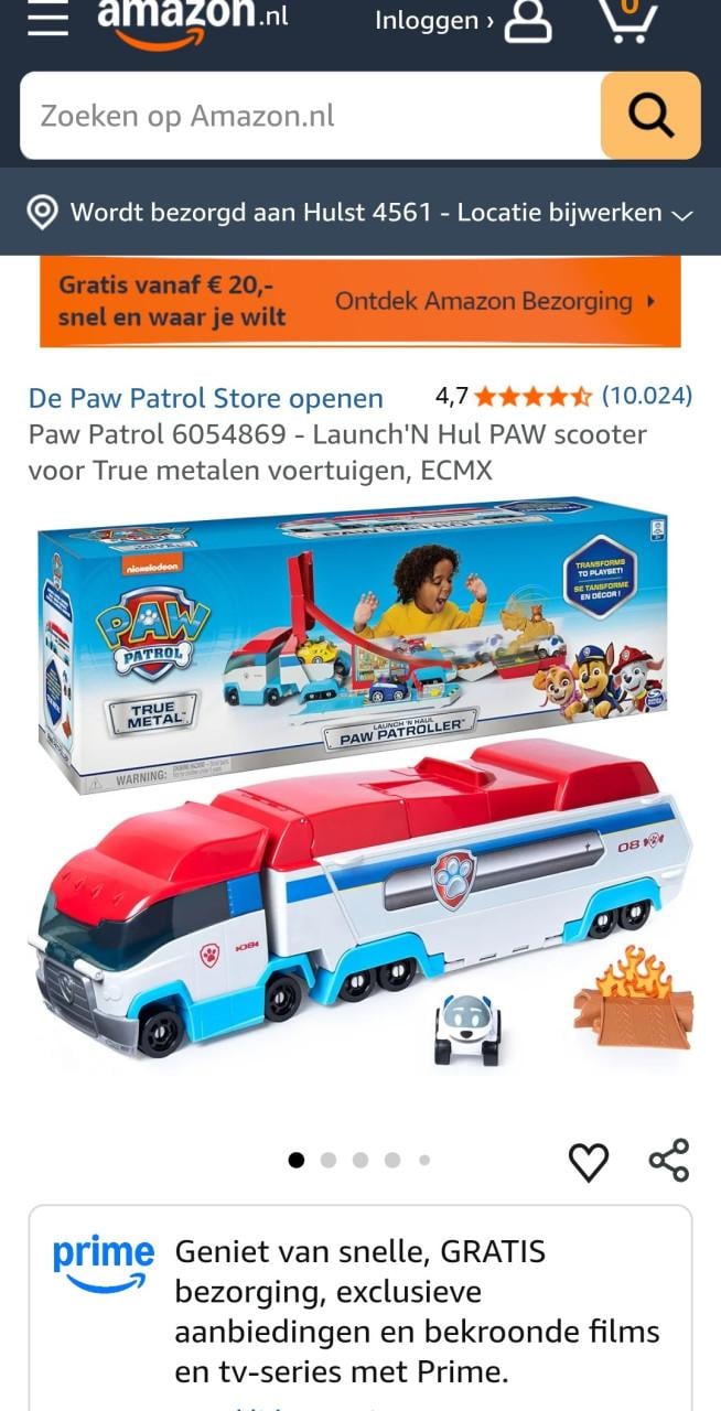 Speelgoed, Paw Patrol vrachwagen