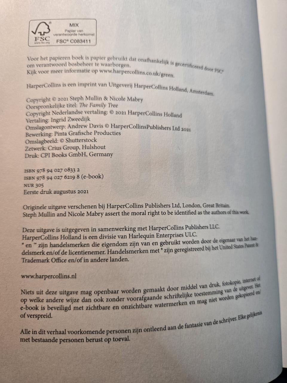Boek De stamboom geschreven ; Steph Mullin en Nicole Mabry. 1e druk 2021