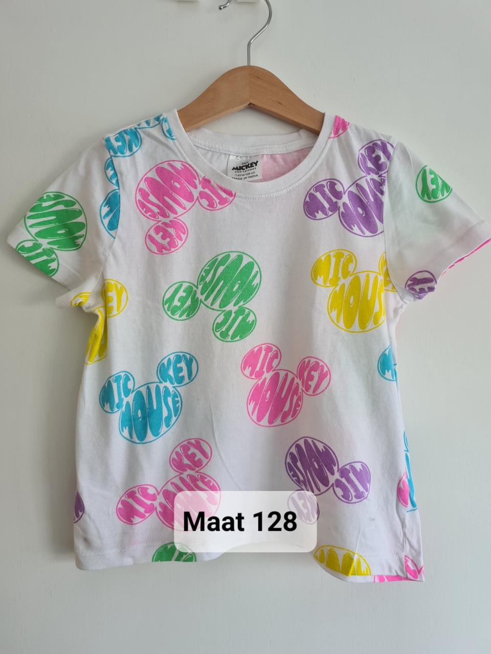 Disney Mickey Mouse wit en gekleurde Mickey Mouse tekst  Maat 128