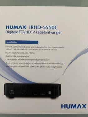 Nagenoeg nieuw in doosje Humax digitale kabelontvanger , type IRHD-5550C