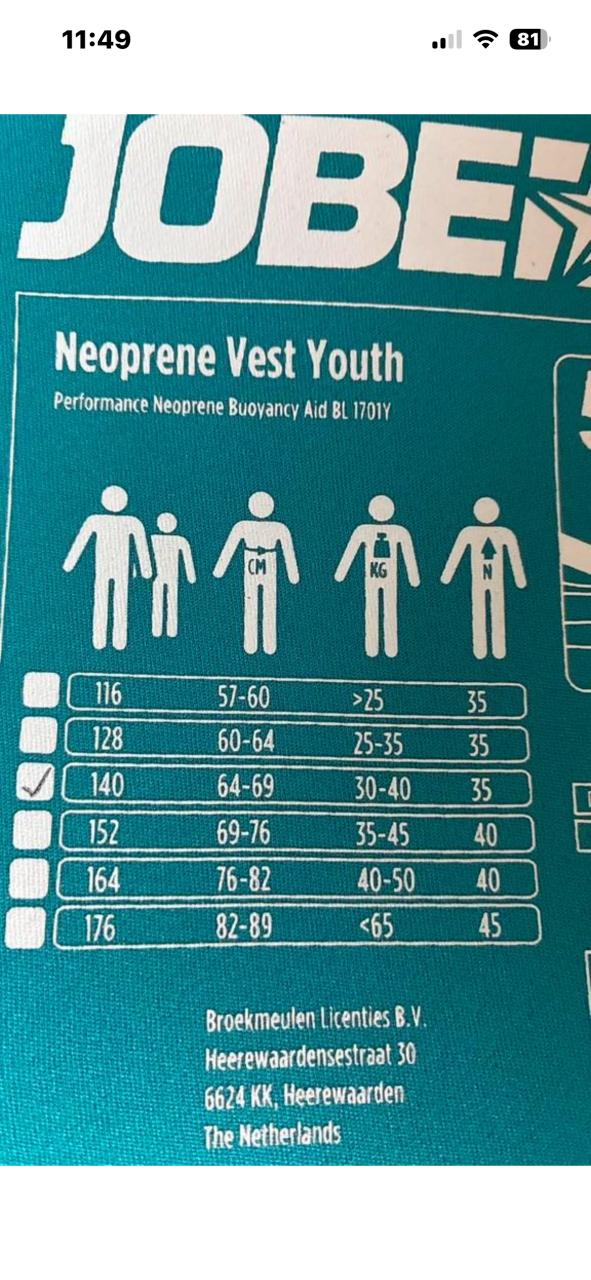Zwemvest maat 140