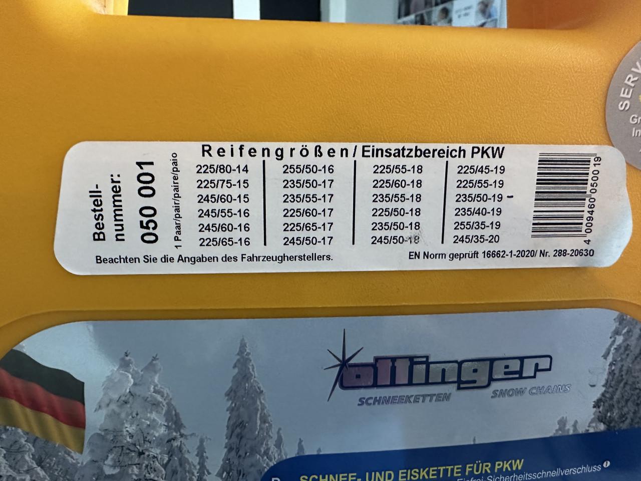 Sneeuwkettingen Nieuw Ottinger (zie sticker voor maten)