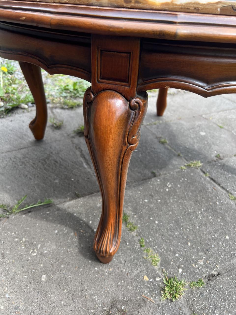 Onyx natuursteen blad vintage salontafel