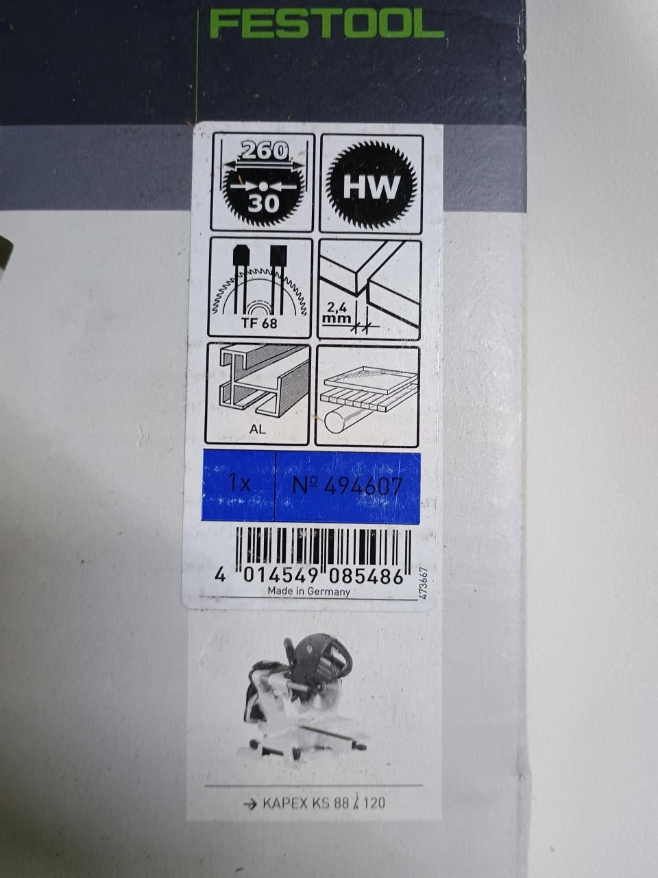 Festool zaaagblad voor Kapex ks 88/120