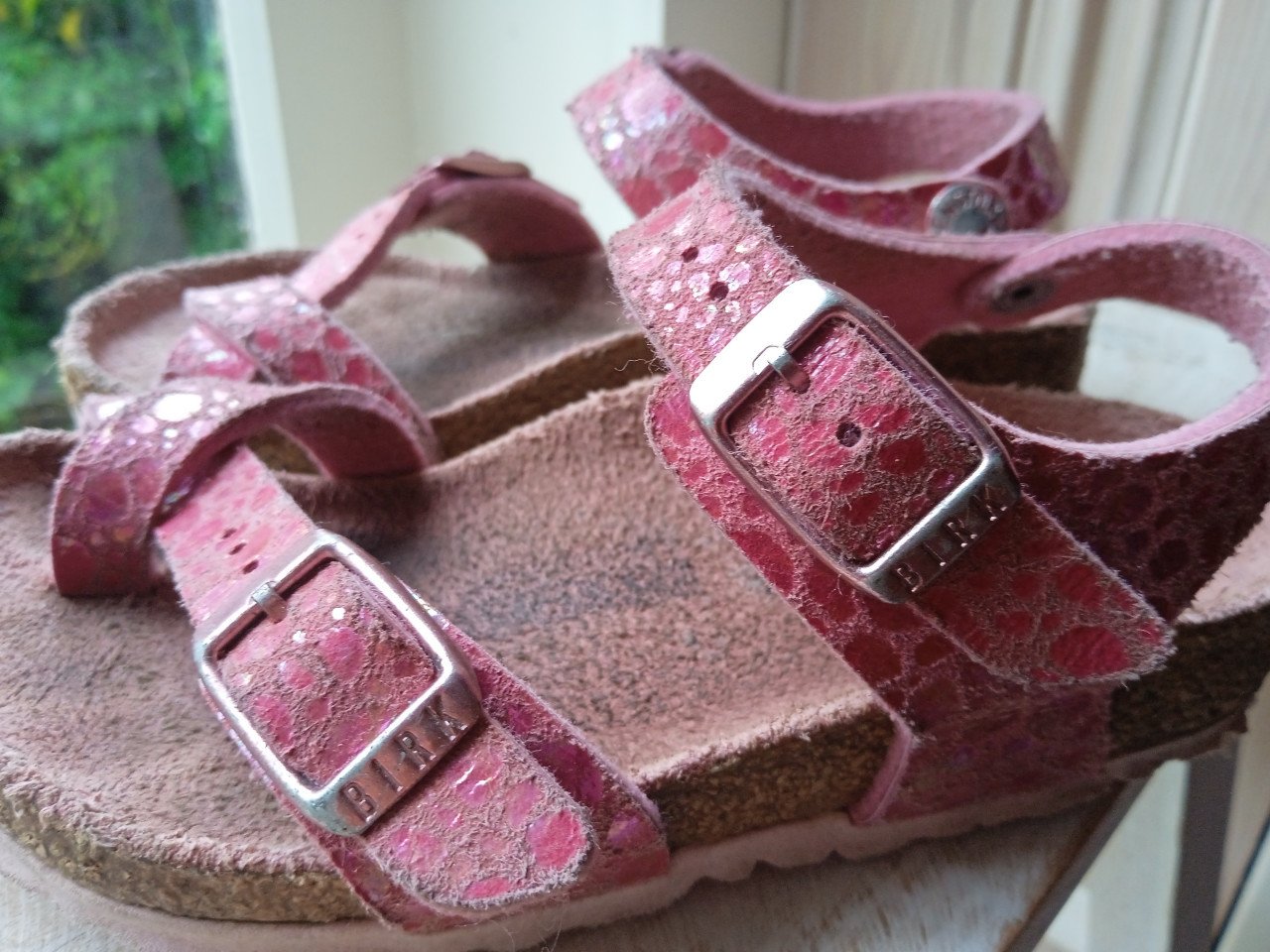 Sandaaltjes kind maat 26 ~ roze sandalen Birkenstock leder