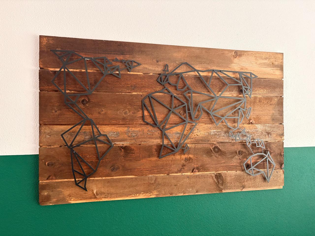 Houten wereldkaart decoratie